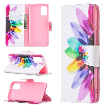 For Samsung Galaxy A02s (EU Version) Colored Drawing Pattern Horizontal Flip Leather Case with Holder & Card Slots & Wallet(Sun Flower) by buy2fix