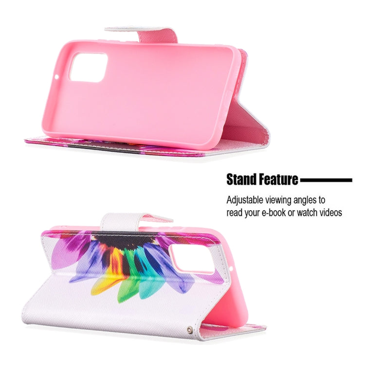 For Samsung Galaxy A02s (EU Version) Colored Drawing Pattern Horizontal Flip Leather Case with Holder & Card Slots & Wallet(Sun Flower) by buy2fix