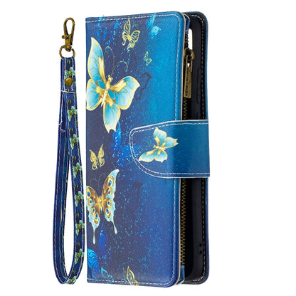 For Samsung Galaxy A02s (EU Version) Colored Drawing Pattern Zipper Horizontal Flip Leather Case with Holder & Card Slots & Wallet(Gold Butterfly) by buy2fix