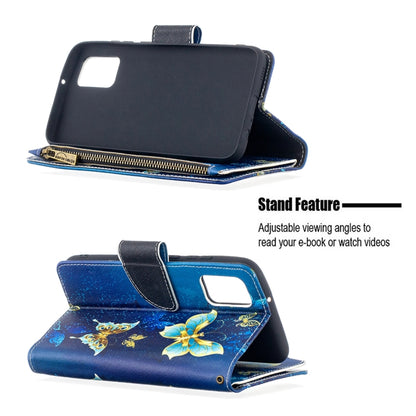 For Samsung Galaxy A02s (EU Version) Colored Drawing Pattern Zipper Horizontal Flip Leather Case with Holder & Card Slots & Wallet(Gold Butterfly) by buy2fix