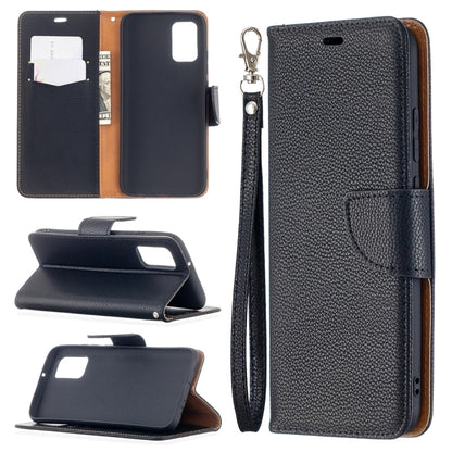 For Samsung Galaxy A02s (EU Version) Litchi Texture Pure Color Horizontal Flip Leather Case with Holder & Card Slots & Wallet & Lanyard(Black) by buy2fix