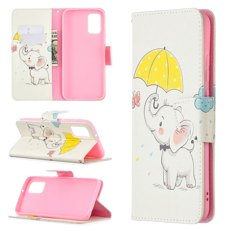 For Samsung Galaxy A02s (EU Version) Colored Drawing Pattern Horizontal Flip Leather Case with Holder & Card Slots & Wallet(Umbrella Elephant) by buy2fix