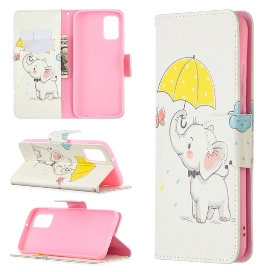 For Samsung Galaxy A02s (EU Version) Colored Drawing Pattern Horizontal Flip Leather Case with Holder & Card Slots & Wallet(Umbrella Elephant) by buy2fix