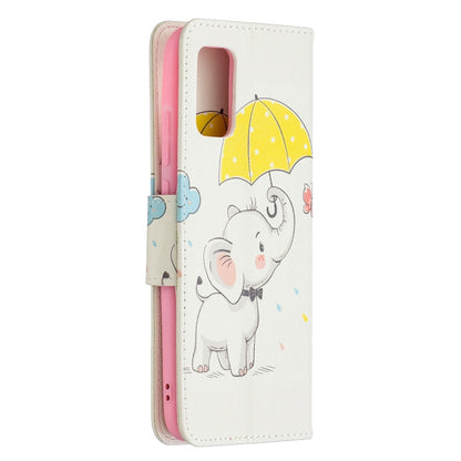 For Samsung Galaxy A02s (EU Version) Colored Drawing Pattern Horizontal Flip Leather Case with Holder & Card Slots & Wallet(Umbrella Elephant) by buy2fix