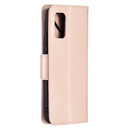For Samsung Galaxy A02s (EU Version) Embossing Two Butterflies Pattern Horizontal Flip PU Leather Case with Holder & Card Slot & Wallet & Lanyard(Rose Gold) by buy2fix