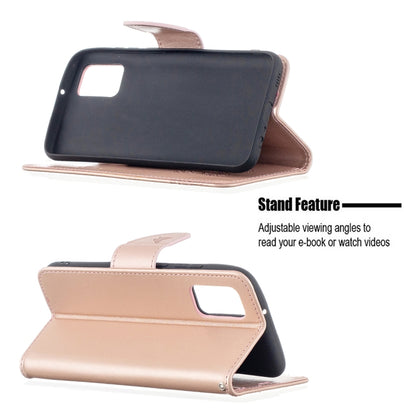 For Samsung Galaxy A02s (EU Version) Embossing Two Butterflies Pattern Horizontal Flip PU Leather Case with Holder & Card Slot & Wallet & Lanyard(Rose Gold) by buy2fix