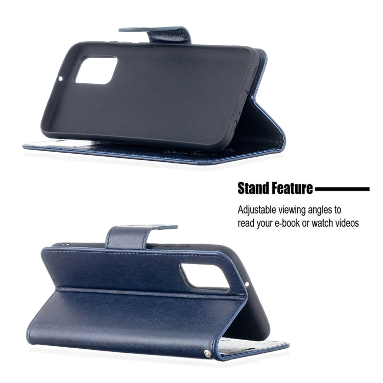 For Samsung Galaxy A02s (EU Version) Embossing Two Butterflies Pattern Horizontal Flip PU Leather Case with Holder & Card Slot & Wallet & Lanyard(Blue) by buy2fix