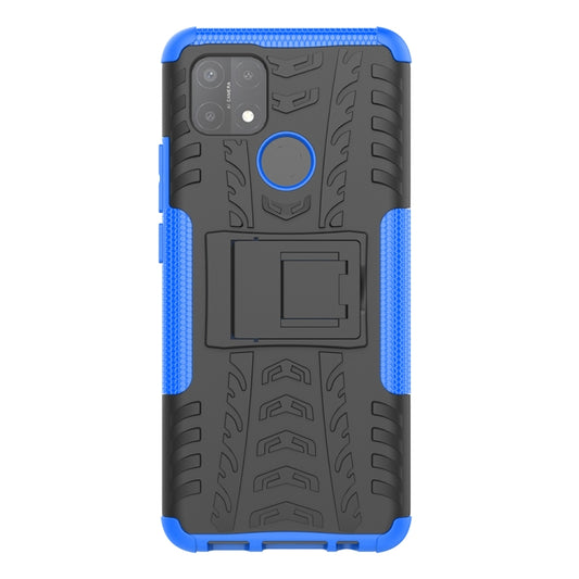 For OPPO A15 Tire Texture Shockproof TPU+PC Protective Case with Holder(Blue) - OPPO Cases by buy2fix | Online Shopping UK | buy2fix
