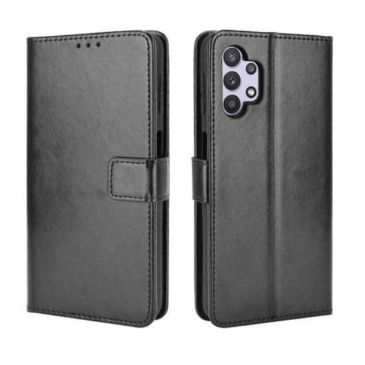 For Samsung Galaxy A32 5G Retro Crazy Horse Texture Horizontal Flip Leather Case with Holder & Card Slots & Lanyard(Black) by buy2fix