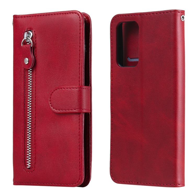 For Samsung Galaxy A52 5G/4G Fashion Calf Texture Zipper Horizontal Flip Leather Case with Stand & Card Slots & Wallet Function(Red) by buy2fix