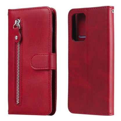 For Samsung Galaxy A52 5G/4G Fashion Calf Texture Zipper Horizontal Flip Leather Case with Stand & Card Slots & Wallet Function(Red) by buy2fix