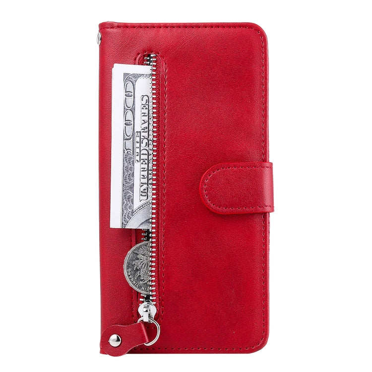 For Samsung Galaxy A52 5G/4G Fashion Calf Texture Zipper Horizontal Flip Leather Case with Stand & Card Slots & Wallet Function(Red) by buy2fix