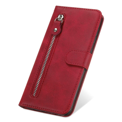 For Samsung Galaxy A52 5G/4G Fashion Calf Texture Zipper Horizontal Flip Leather Case with Stand & Card Slots & Wallet Function(Red) by buy2fix