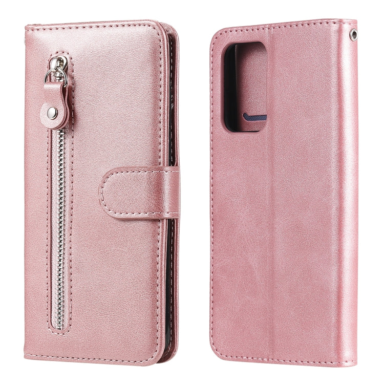 For Samsung Galaxy A52 5G/4G Fashion Calf Texture Zipper Horizontal Flip Leather Case with Stand & Card Slots & Wallet Function(Rose Gold) by buy2fix