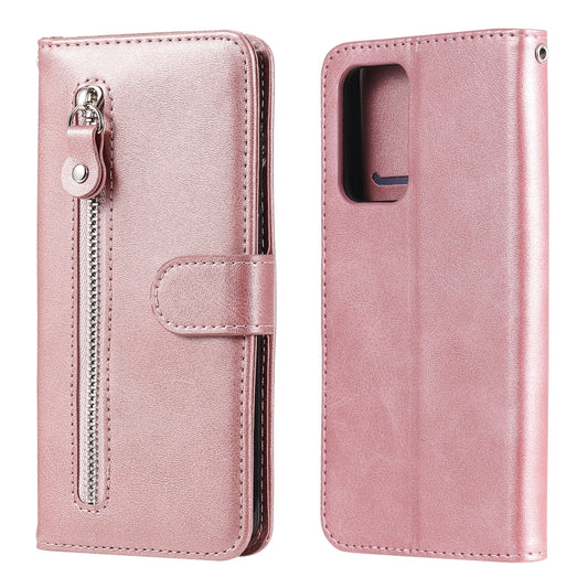 For Samsung Galaxy A52 5G/4G Fashion Calf Texture Zipper Horizontal Flip Leather Case with Stand & Card Slots & Wallet Function(Rose Gold) by buy2fix