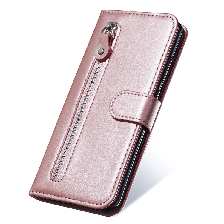 For Samsung Galaxy A52 5G/4G Fashion Calf Texture Zipper Horizontal Flip Leather Case with Stand & Card Slots & Wallet Function(Rose Gold) by buy2fix