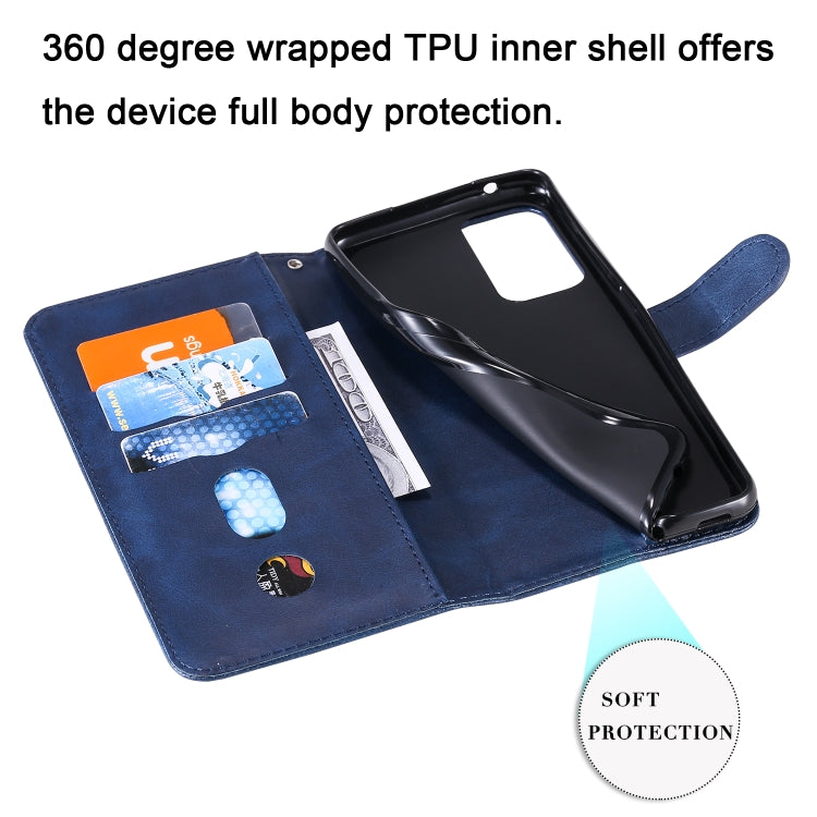 For Samsung Galaxy A52 5G/4G Fashion Calf Texture Zipper Horizontal Flip Leather Case with Stand & Card Slots & Wallet Function(Blue) by buy2fix