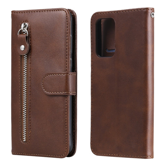 For Samsung Galaxy A52 5G/4G Fashion Calf Texture Zipper Horizontal Flip Leather Case with Stand & Card Slots & Wallet Function(Brown) by buy2fix