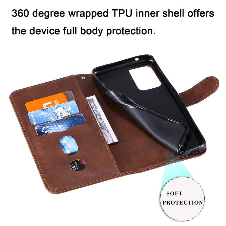 For Samsung Galaxy A52 5G/4G Fashion Calf Texture Zipper Horizontal Flip Leather Case with Stand & Card Slots & Wallet Function(Brown) by buy2fix