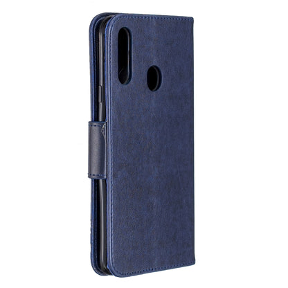 For Galaxy A20s Two Butterflies Embossing Pattern Horizontal Flip Leather Case with Holder & Card Slot & Wallet & Lanyard(Dark Blue) by buy2fix