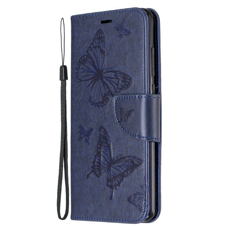 For Xiaomi Redmi Note 8 Pro Two Butterflies Embossing Pattern Horizontal Flip Leather Case with Holder & Card Slot & Wallet & Lanyard(Dark Blue) - Xiaomi Cases by buy2fix | Online Shopping UK | buy2fix