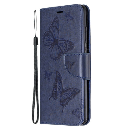 For Xiaomi Redmi Note 8 Pro Two Butterflies Embossing Pattern Horizontal Flip Leather Case with Holder & Card Slot & Wallet & Lanyard(Dark Blue) - Xiaomi Cases by buy2fix | Online Shopping UK | buy2fix