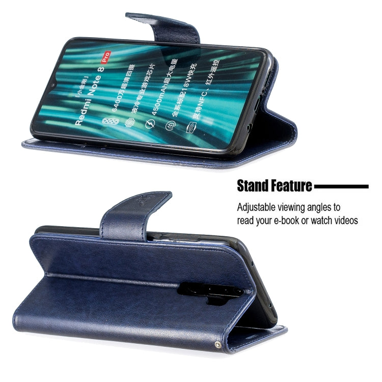 For Xiaomi Redmi Note 8 Pro Two Butterflies Embossing Pattern Horizontal Flip Leather Case with Holder & Card Slot & Wallet & Lanyard(Dark Blue) - Xiaomi Cases by buy2fix | Online Shopping UK | buy2fix