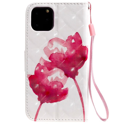 For iPhone 11 Pro 3D Painted Pattern Horizontal Flip Leather Case, with Wallet & Holder & Card Slots & Lanyard(Red Rose) - iPhone 11 Pro Cases by buy2fix | Online Shopping UK | buy2fix