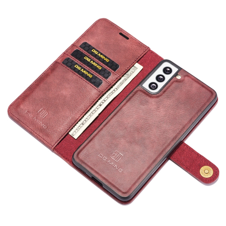 For Samsung Galaxy S21+ 5G DG.MING Crazy Horse Texture Flip Detachable Magnetic Leather Case with Holder & Card Slots & Wallet(Red) - Galaxy S21+ 5G Cases by DG.MING | Online Shopping UK | buy2fix