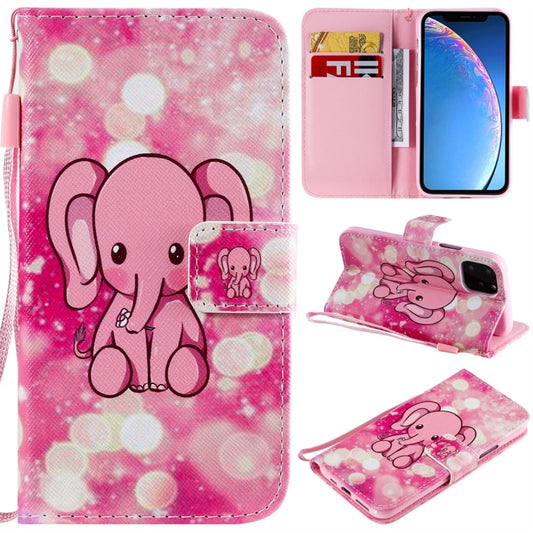 For iPhone 11 Pro Painted Pattern Horizontal Flip Leather Case, with Wallet & Holder & Card Slots & Lanyard(Pink Elephant) - iPhone 11 Pro Cases by buy2fix | Online Shopping UK | buy2fix