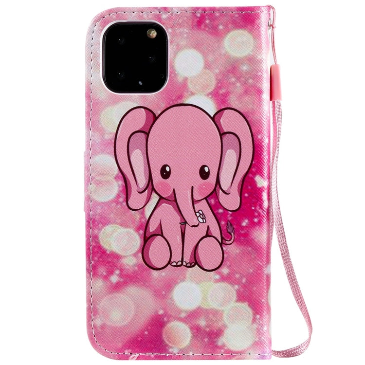For iPhone 11 Pro Painted Pattern Horizontal Flip Leather Case, with Wallet & Holder & Card Slots & Lanyard(Pink Elephant) - iPhone 11 Pro Cases by buy2fix | Online Shopping UK | buy2fix