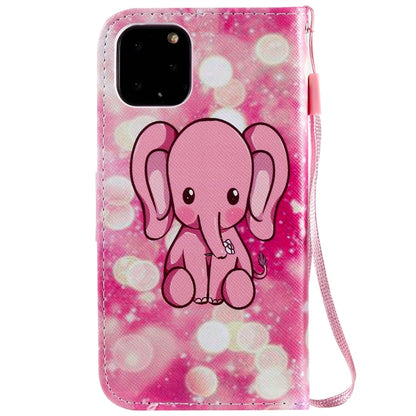 For iPhone 11 Pro Painted Pattern Horizontal Flip Leather Case, with Wallet & Holder & Card Slots & Lanyard(Pink Elephant) - iPhone 11 Pro Cases by buy2fix | Online Shopping UK | buy2fix