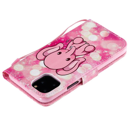For iPhone 11 Pro Painted Pattern Horizontal Flip Leather Case, with Wallet & Holder & Card Slots & Lanyard(Pink Elephant) - iPhone 11 Pro Cases by buy2fix | Online Shopping UK | buy2fix