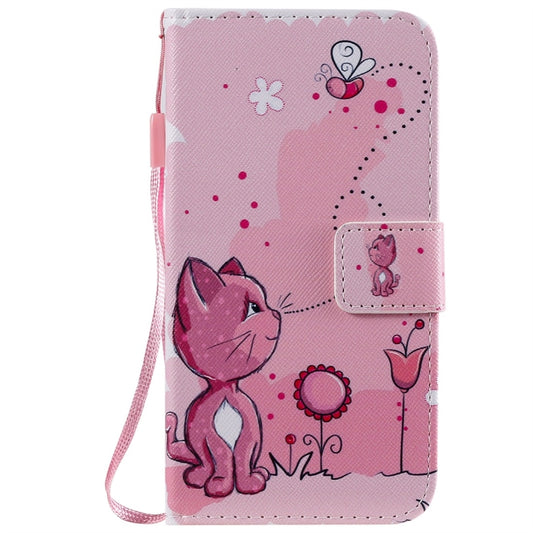 For iPhone 11 Pro Painted Pattern Horizontal Flip Leather Case, with Wallet & Holder & Card Slots & Lanyard(Cat and Bee) - iPhone 11 Pro Cases by buy2fix | Online Shopping UK | buy2fix