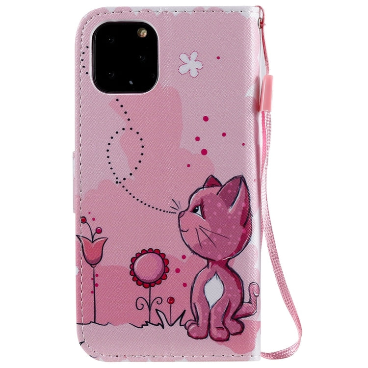 For iPhone 11 Pro Painted Pattern Horizontal Flip Leather Case, with Wallet & Holder & Card Slots & Lanyard(Cat and Bee) - iPhone 11 Pro Cases by buy2fix | Online Shopping UK | buy2fix