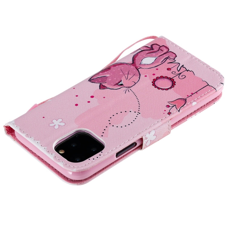 For iPhone 11 Pro Painted Pattern Horizontal Flip Leather Case, with Wallet & Holder & Card Slots & Lanyard(Cat and Bee) - iPhone 11 Pro Cases by buy2fix | Online Shopping UK | buy2fix