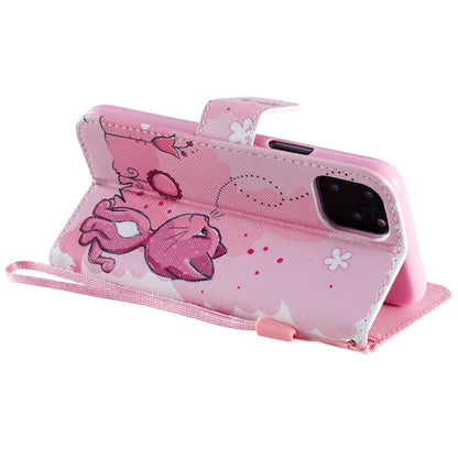 For iPhone 11 Pro Painted Pattern Horizontal Flip Leather Case, with Wallet & Holder & Card Slots & Lanyard(Cat and Bee) - iPhone 11 Pro Cases by buy2fix | Online Shopping UK | buy2fix
