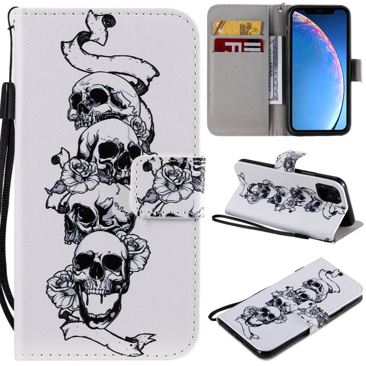For iPhone 11 Pro Painted Pattern Horizontal Flip Leather Case, with Wallet & Holder & Card Slots & Lanyard(Skull) - iPhone 11 Pro Cases by buy2fix | Online Shopping UK | buy2fix