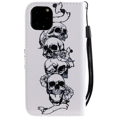 For iPhone 11 Pro Painted Pattern Horizontal Flip Leather Case, with Wallet & Holder & Card Slots & Lanyard(Skull) - iPhone 11 Pro Cases by buy2fix | Online Shopping UK | buy2fix