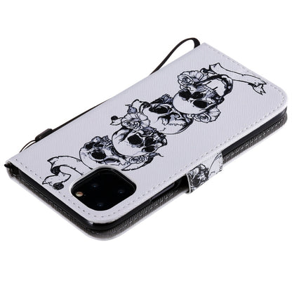 For iPhone 11 Pro Painted Pattern Horizontal Flip Leather Case, with Wallet & Holder & Card Slots & Lanyard(Skull) - iPhone 11 Pro Cases by buy2fix | Online Shopping UK | buy2fix