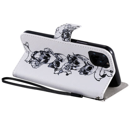 For iPhone 11 Pro Painted Pattern Horizontal Flip Leather Case, with Wallet & Holder & Card Slots & Lanyard(Skull) - iPhone 11 Pro Cases by buy2fix | Online Shopping UK | buy2fix