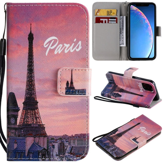 For iPhone 11 Pro Painted Pattern Horizontal Flip Leather Case, with Wallet & Holder & Card Slots & Lanyard(Tower) - iPhone 11 Pro Cases by buy2fix | Online Shopping UK | buy2fix