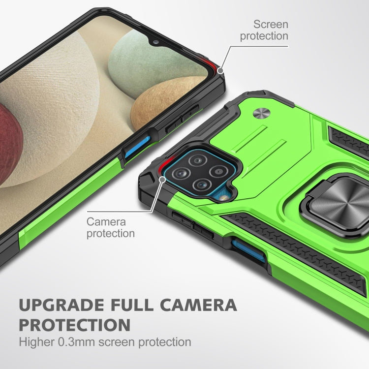 For Samsung Galaxy A12 Magnetic Armor Shockproof TPU + PC Case with Metal Ring Holder(Green) by buy2fix