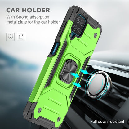 For Samsung Galaxy A12 Magnetic Armor Shockproof TPU + PC Case with Metal Ring Holder(Green) by buy2fix