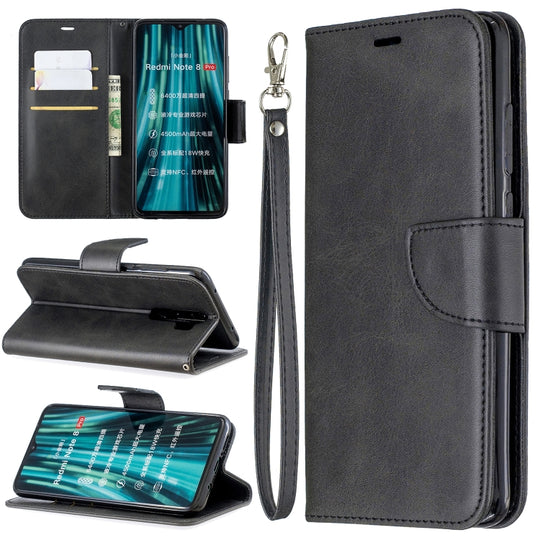 For Xiaomi Redmi Note 8Pro Retro Lambskin Texture Pure Color Horizontal Flip PU Leather Case with Holder & Card Slots & Wallet & Lanyard(Black)