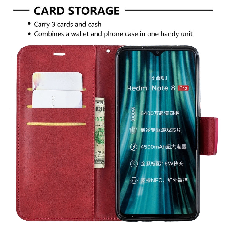 For Xiaomi Redmi Note 8Pro Retro Lambskin Texture Pure Color Horizontal Flip PU Leather Case with Holder & Card Slots & Wallet & Lanyard(Red) - Xiaomi Cases by buy2fix | Online Shopping UK | buy2fix