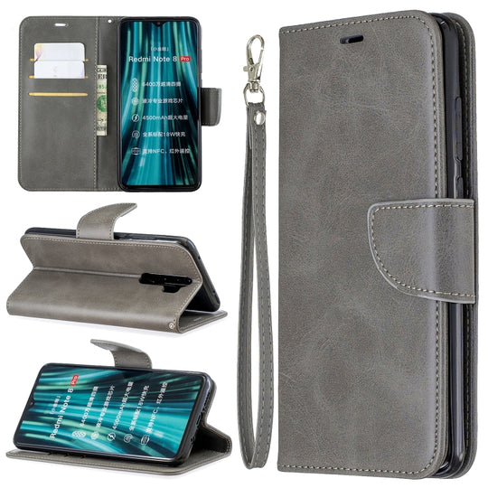 For Xiaomi Redmi Note 8Pro Retro Lambskin Texture Pure Color Horizontal Flip PU Leather Case with Holder & Card Slots & Wallet & Lanyard(Grey)