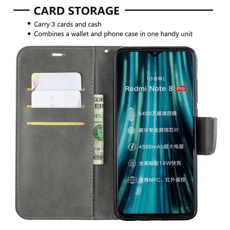 For Xiaomi Redmi Note 8Pro Retro Lambskin Texture Pure Color Horizontal Flip PU Leather Case with Holder & Card Slots & Wallet & Lanyard(Grey) - Xiaomi Cases by buy2fix | Online Shopping UK | buy2fix