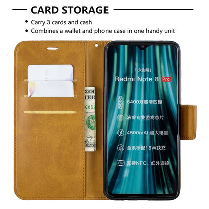 For Xiaomi Redmi Note 8Pro Retro Lambskin Texture Pure Color Horizontal Flip PU Leather Case with Holder & Card Slots & Wallet & Lanyard(Yellow) - Xiaomi Cases by buy2fix | Online Shopping UK | buy2fix