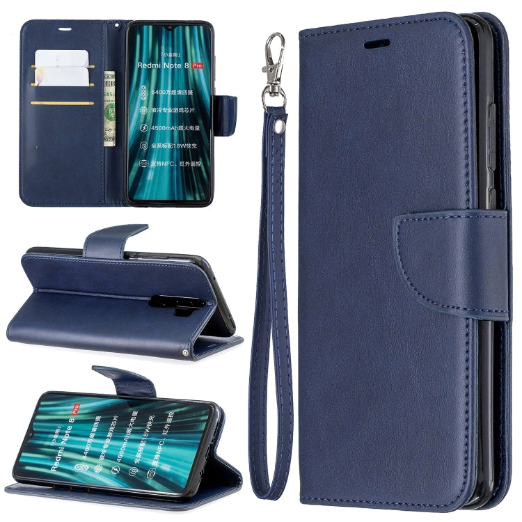 For Xiaomi Redmi Note 8Pro Retro Lambskin Texture Pure Color Horizontal Flip PU Leather Case with Holder & Card Slots & Wallet & Lanyard(Blue) - Xiaomi Cases by buy2fix | Online Shopping UK | buy2fix